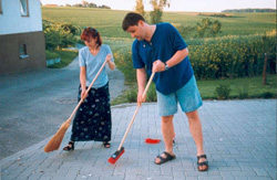 Sweeping up after a Polterabend