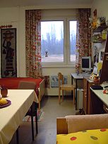 A typical room in a hall of residence