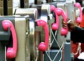 A row of public telephones